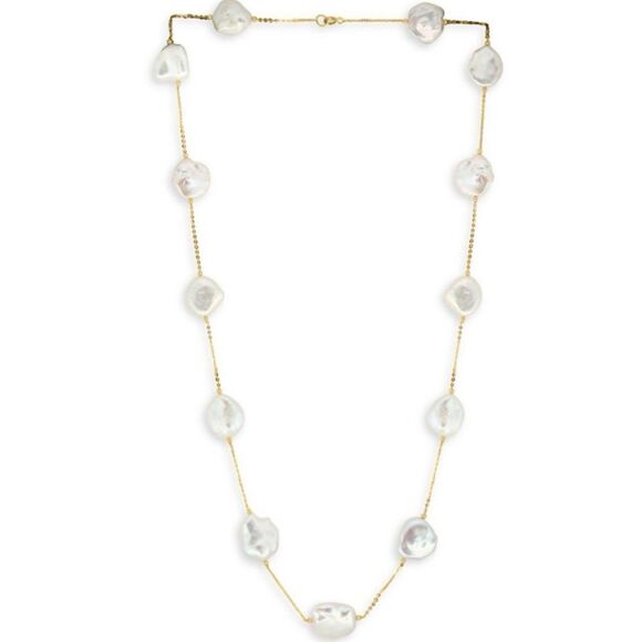 EFFY | EFFY 14K Yellow Gold & 13MM Baroque Pearl Station Necklace - Picture 1 of 3